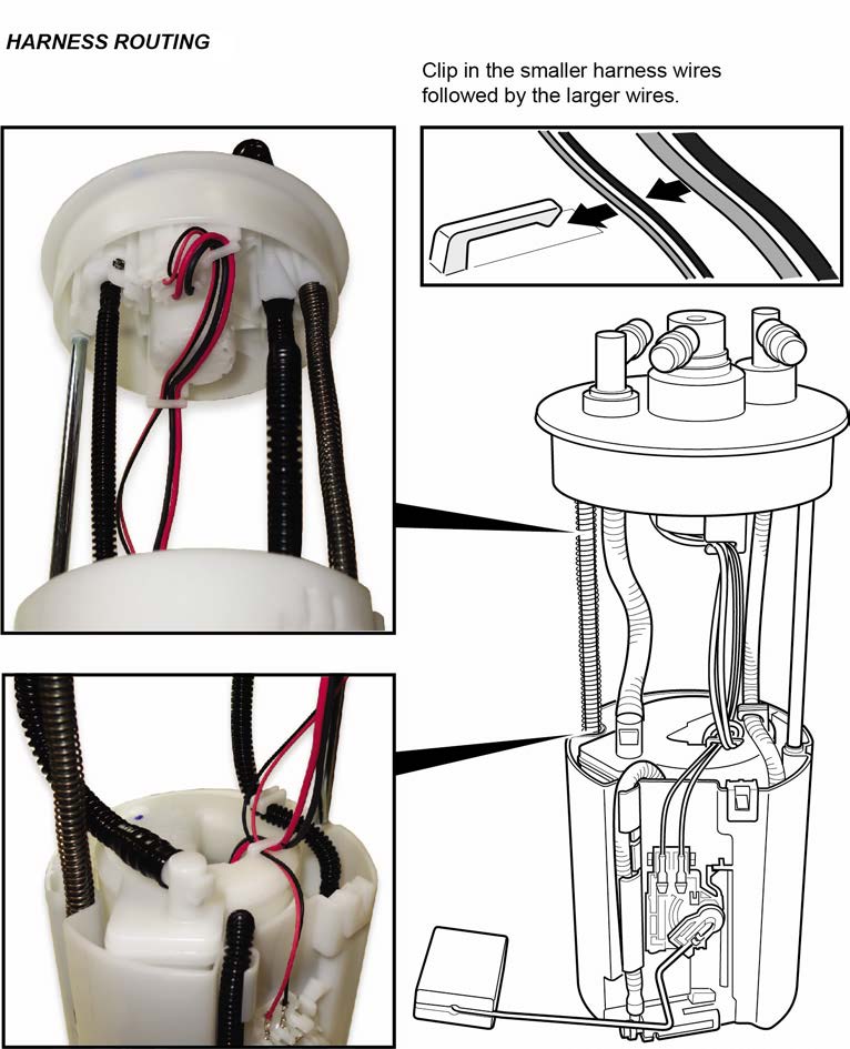 Install the wiring harness to the clamps