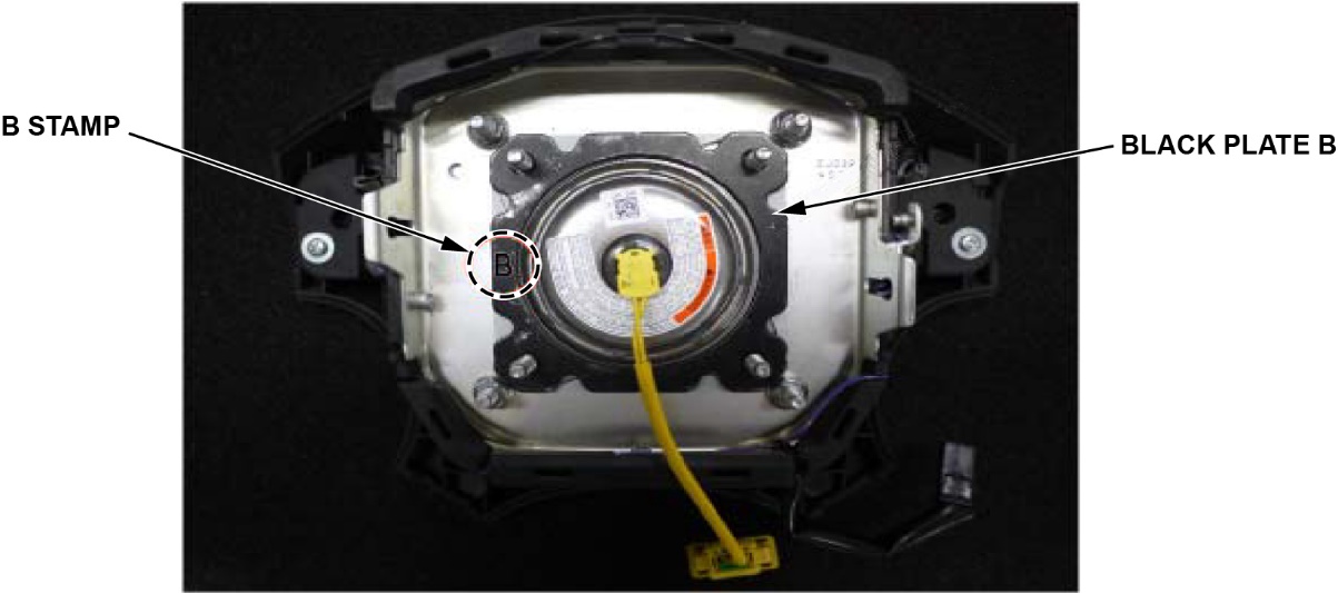 Install black plate B to the airbag module