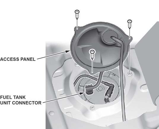 Remove the fuel tank unit (fuel pump module assembly) access panel