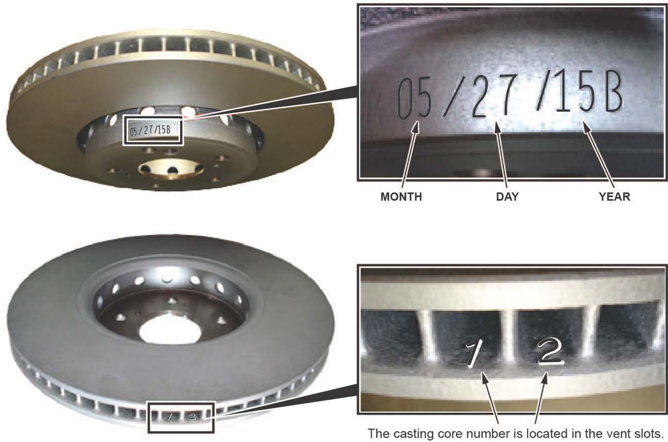 manufacturing date code on new service brake discs