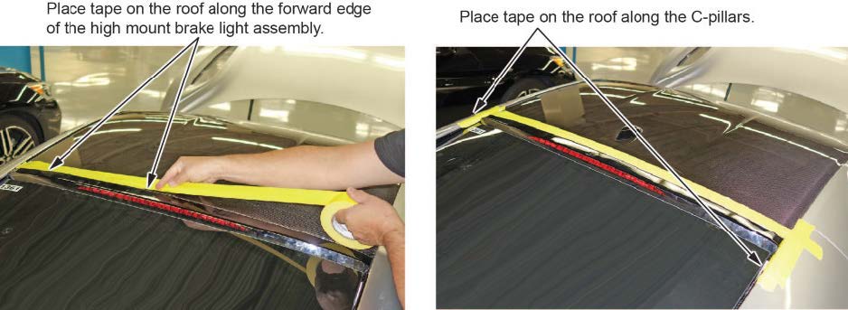 Apply masking tape to the C pillars surrounding the perimeter of the high mount brake light