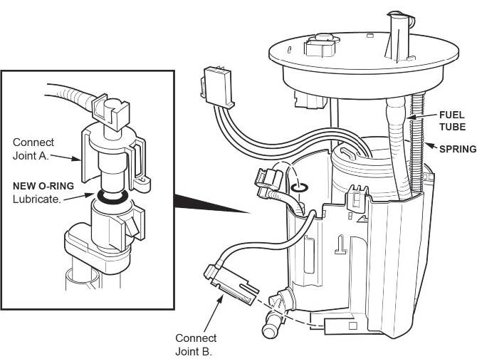 Install the fuel filter assembly to the reservoir