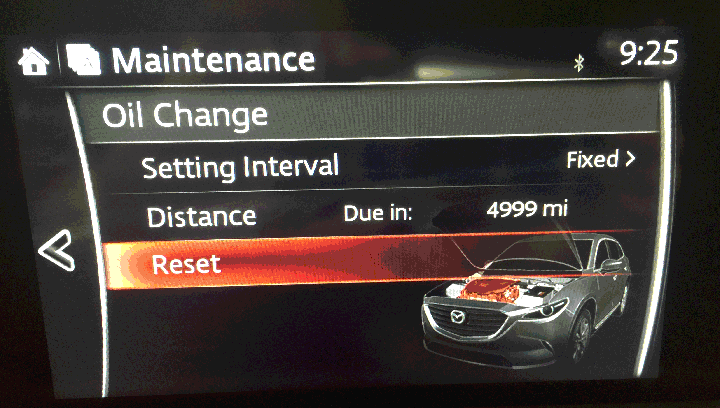 (A) MAZDA CONNECT reset