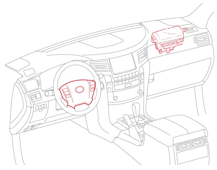 driver airbag assembly or front passenger airbag assembly
