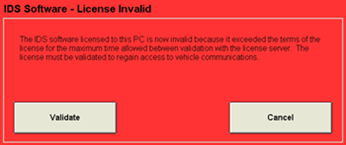 Image of IDS Software License Invalid