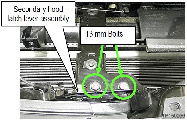 Secondary hood latch lever assembly