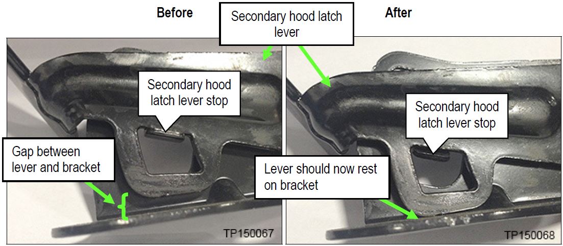 Secondary hood latch lever stop