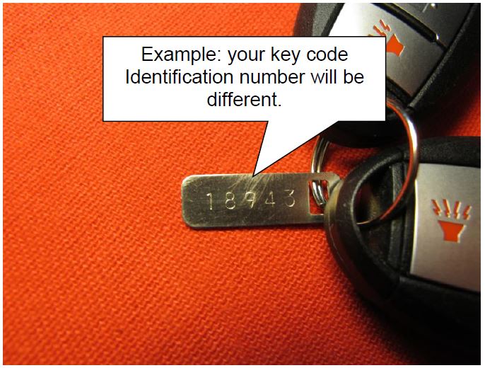 Example: your key code Identification number will be different.