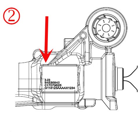 tag location on the front differential
