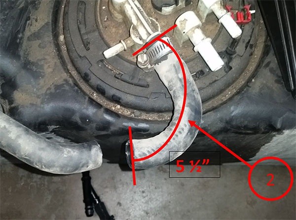 Measure the Fuel Tank Fill Vent hose 5 ½" from the end