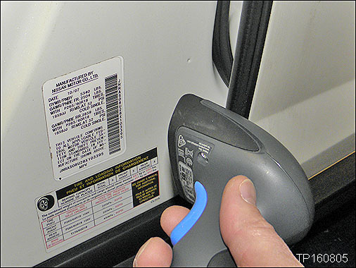 scan the bar code (VIN) on the B-pillar label