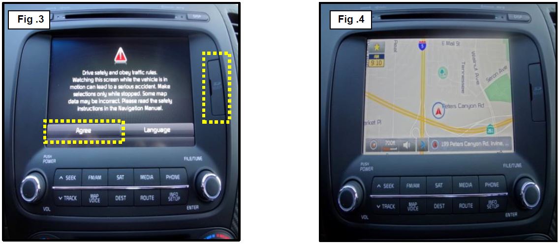 If the navigation map screen is displayed, the card is in the slot and the navigation system is operational