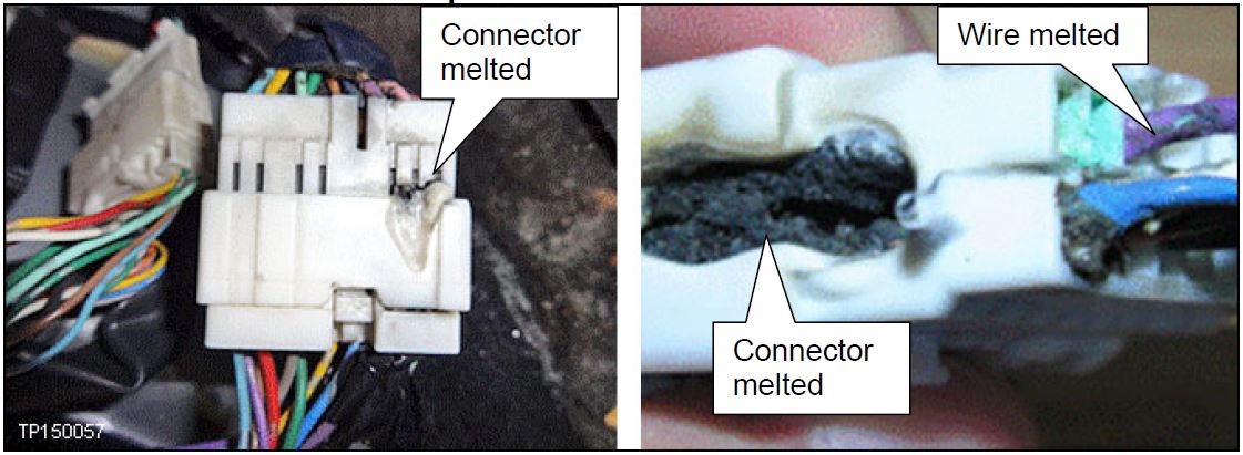 Examples of melted connector/wire