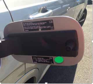 Vehicles completed at ports will have a “Green” dot on the inside of the fuel filler door identifying the completion of this recall.