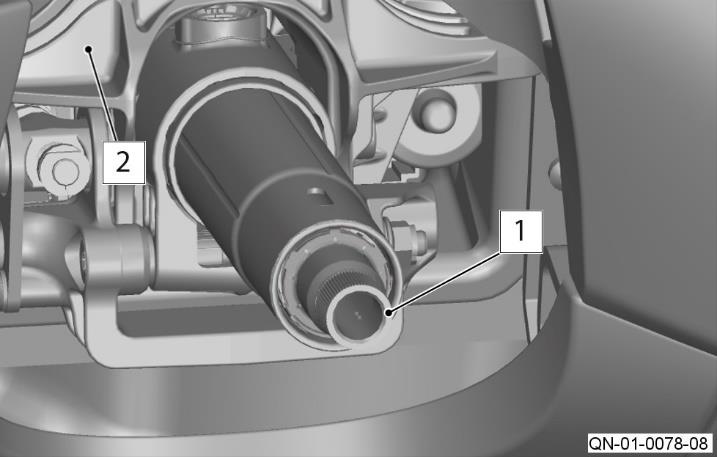 Use a multi-meter to measure the resistance between the inner column (1) and the steering column casing (2)