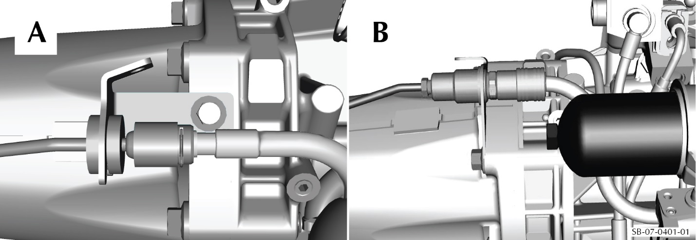 examine the connector between the clutch fluid tube and the transmission