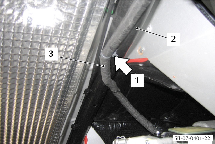clip (1) that attaches the electrical harness (2) to the subframe (3)