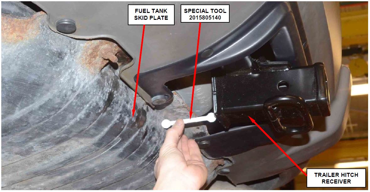 Measure the Clearance Between the Trailer Hitch Receiver and the Fuel Tank Skid Plate