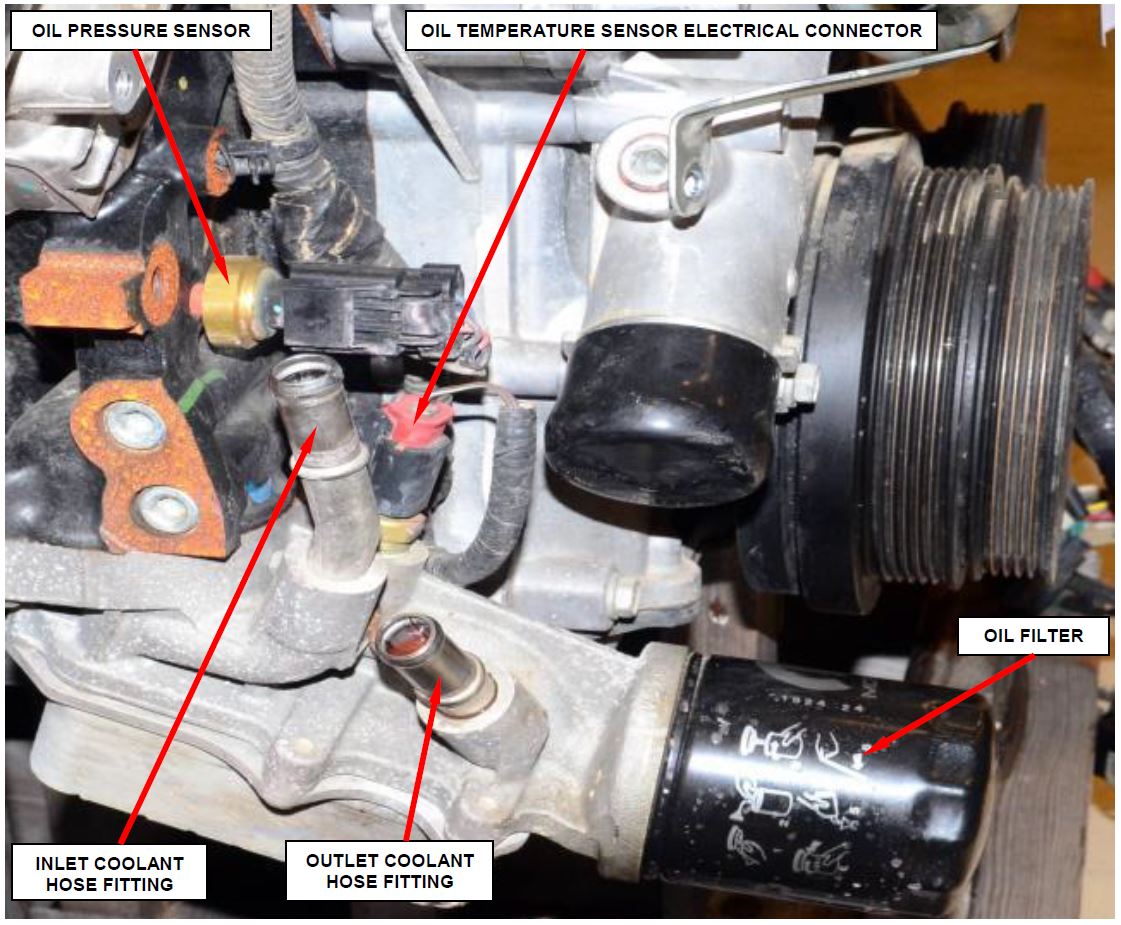 Figure 2 – Coolant Hose Fittings (hoses not shown) Engine Out of Vehicle for Photographic Purposes