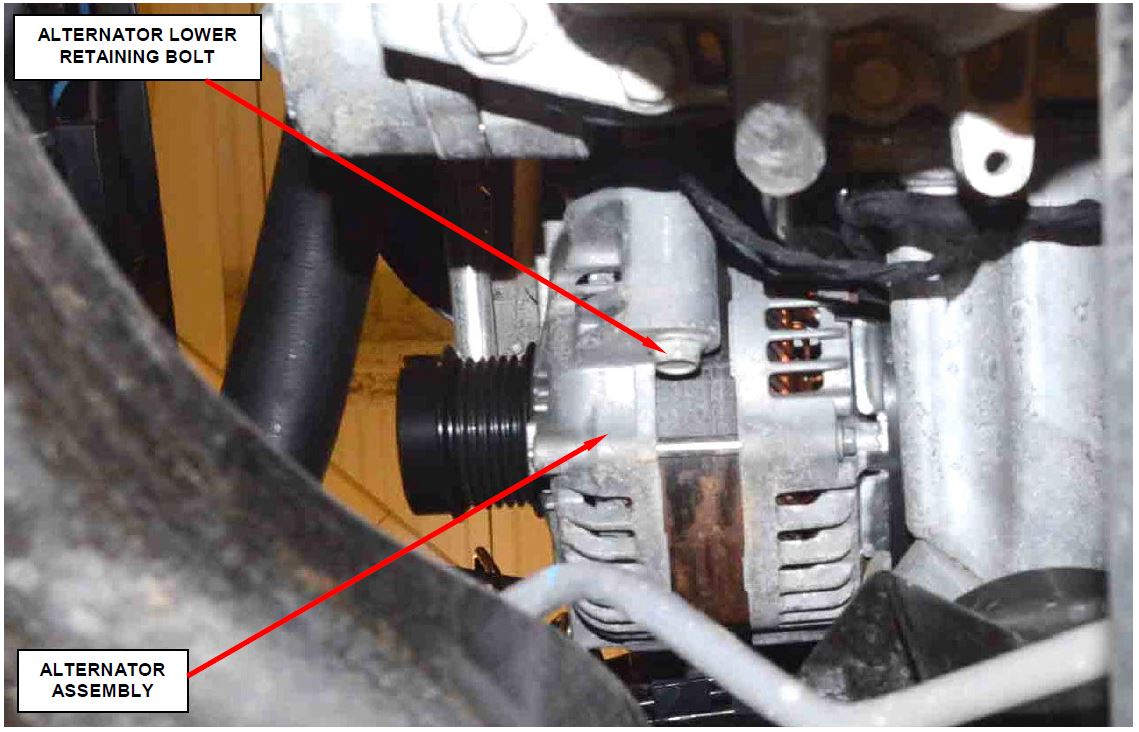 Figure 5 – Lower Alternator Retaining Bolt (viewed from under vehicle)