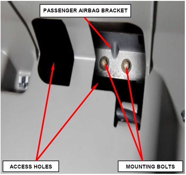 Figure 30 – Airbag Mounting Screws and Bracket