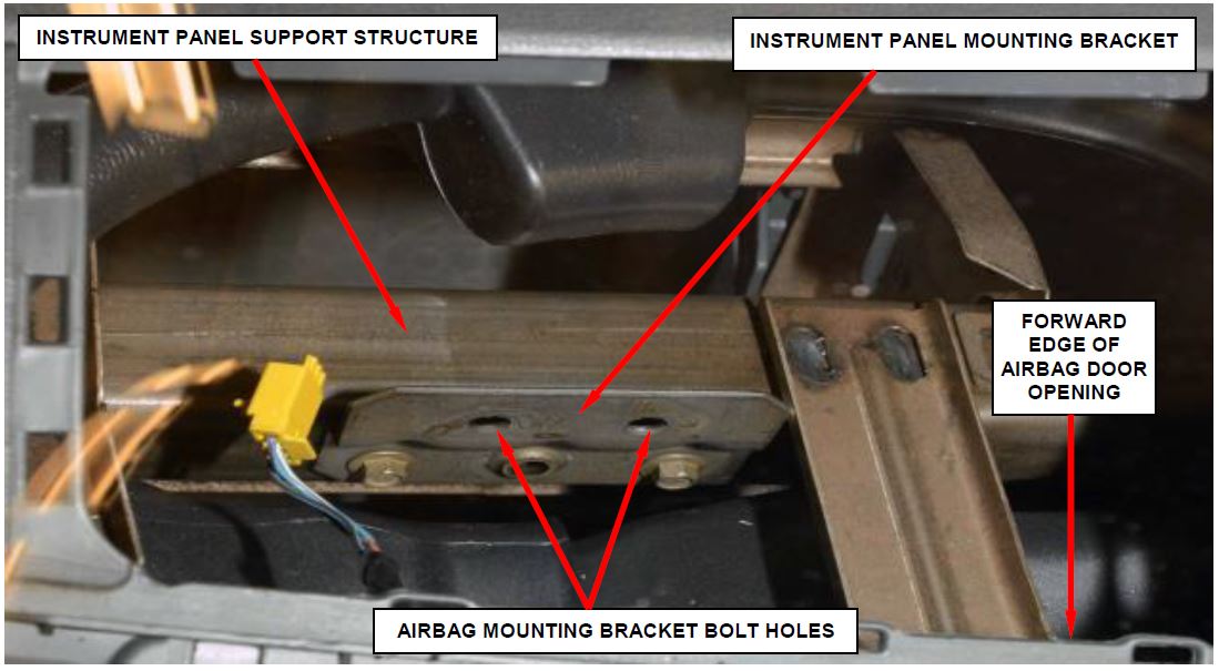 Figure 50 – Instrument Panel Mounting Bracket Viewed through Windshield and Airbag Door Opening
