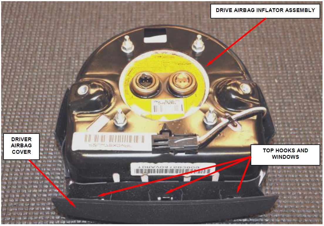 Driver Airbag Inflator Assembly to Cover