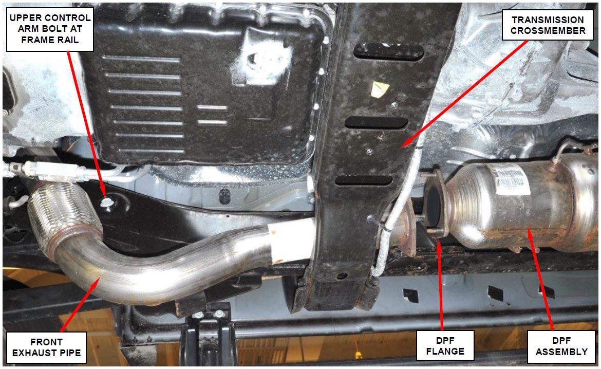 Figure 9 – Lower Front Exhaust Pipe to Gain Access to Upper Control Arm Bolt