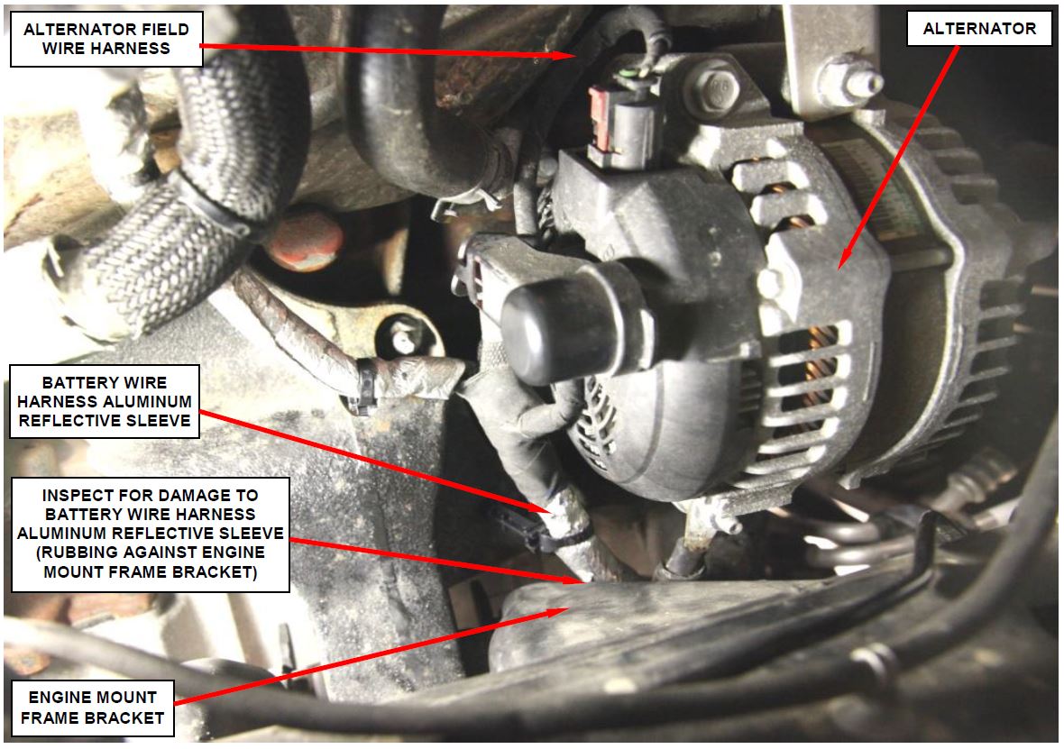 Inspect Wire Harness for Damage at Engine Mount Frame Bracket