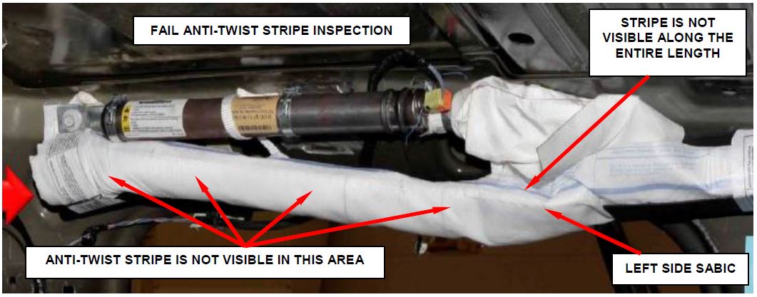 Figure 22 - Failed Inspection: Anti-Twist Stripe Position (Red or Blue Stripe for Late Builds)
