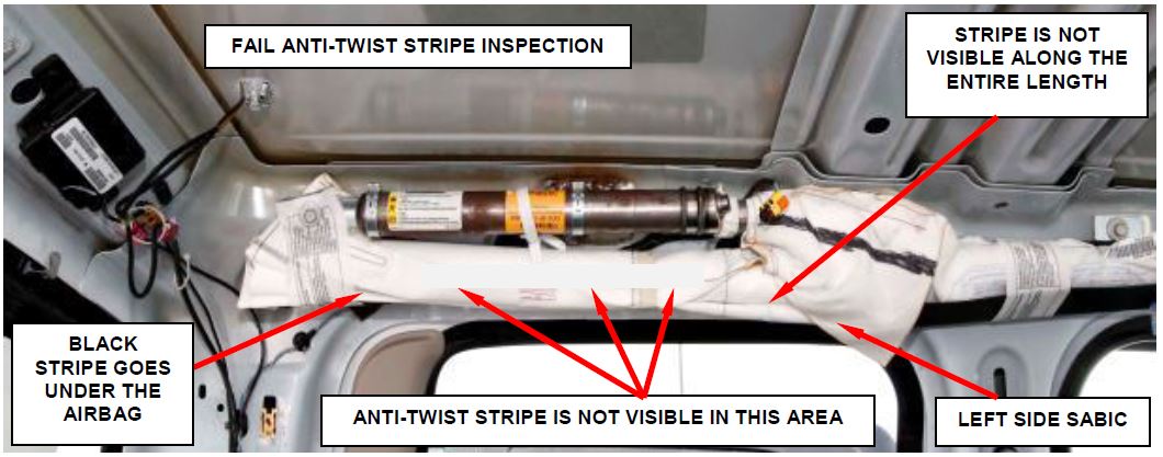 Figure 23 - Failed Inspection: Anti-Twist Stripe Position (Black Stripe for Early Builds)