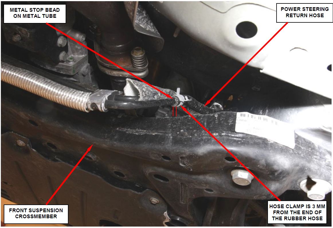 Correctly Located Power Steering Return Hose Clamp