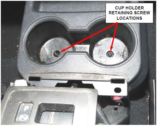 Center Console Cup Holder Retaining Screw Location