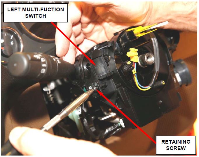Multi-Function Switch Retaining Screw (left side switch shown)