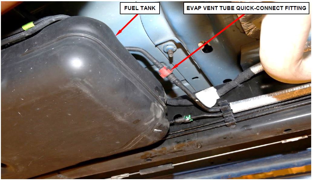 Figure 12 – EVAP Vent Tube Quick-Connect Fitting at Front of Fuel Tank