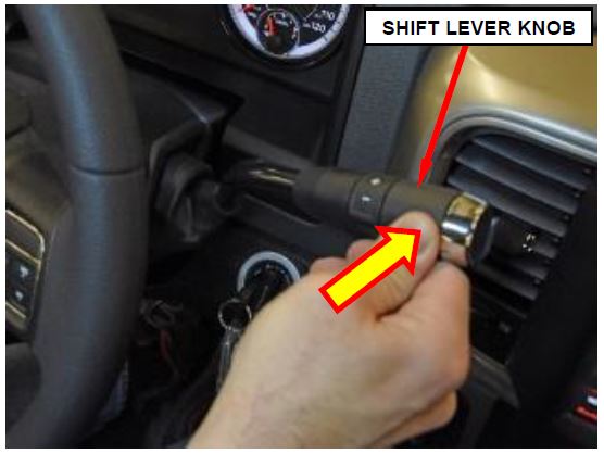 Figure 1 – Push Lightly On Shift Lever Knob Toward Instrument Panel To Feel BTSI Solenoid Pin Movement