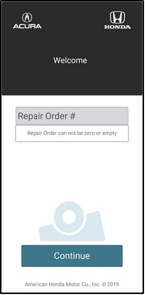 The Repair Order # must be entered, and it must be 10 digits or less