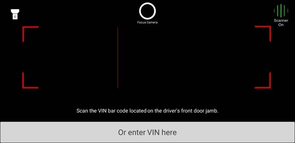 Scan the VIN bar code using the V-SMART camera