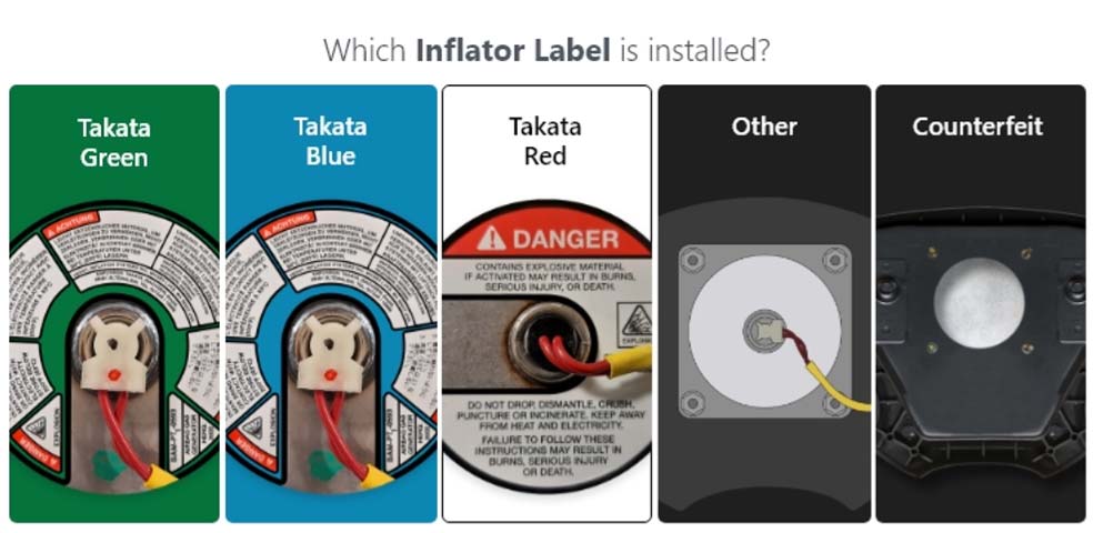 Identify the type of label on the inflator