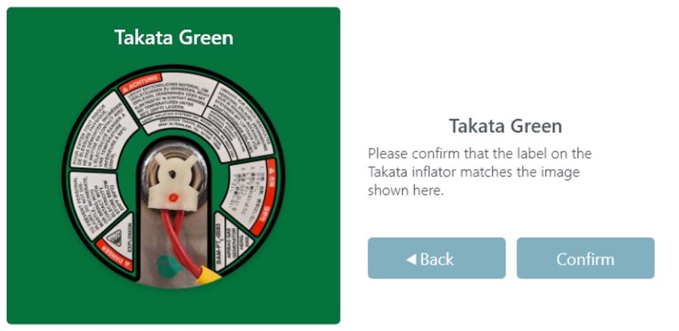 If you select a green, blue, or red (and white) label, you will be prompted to continue the inspection