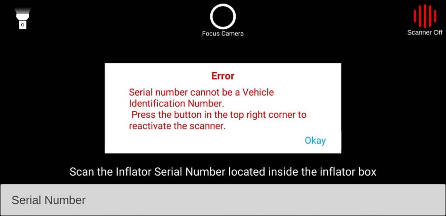 Serial number cannot be the Vehicle Identification Number