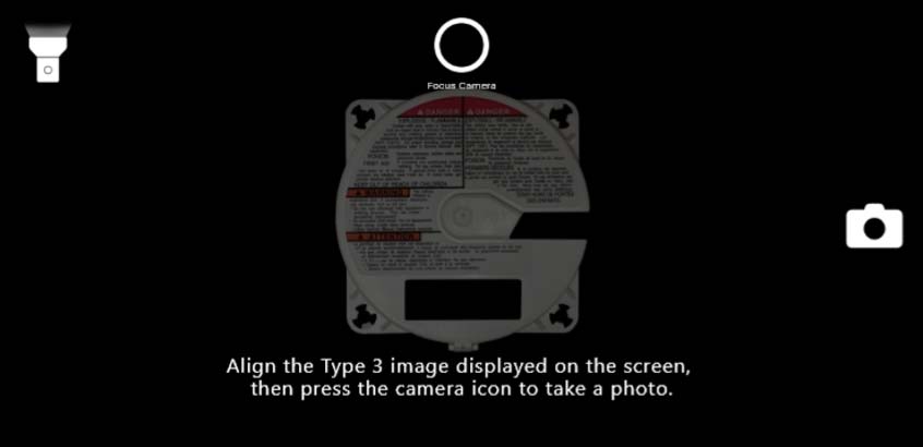 V-SMART will show an example of how to line up the cover to take the documentation photo. Select the Camera icon to take the photo