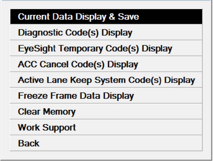 Select “Current Data Display & Save”