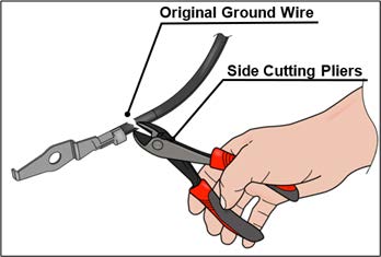 cut the ORIGINAL ground wire and remove the terminal